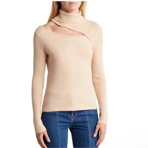 L'AGENCE Womens M Everlee Cutout Sweater in Light Tan NEW